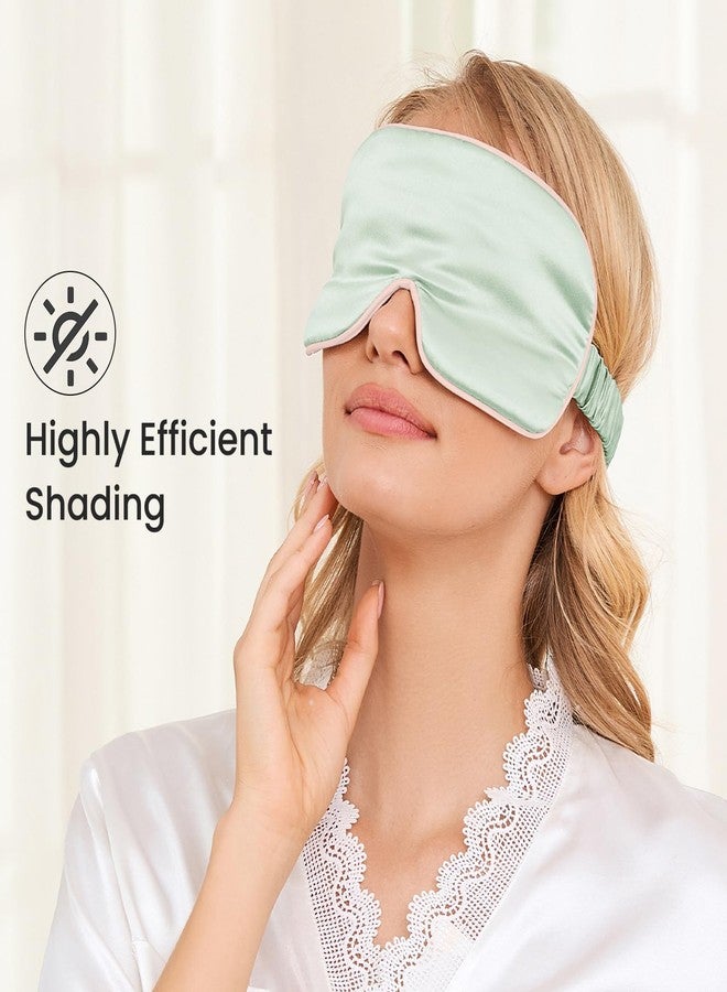 THXSILK 100% Mulberry Silk Sleep Mask, 6A Grade 25 Momme Eye Mask for Sleeping, Color-Blocking Blindfold, Soft Silk Eye Cover for Women, Men, Travel, Nap, Airplane(4×9inches, Mint Green) - Image 2